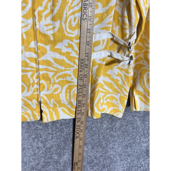 BETS By Canvasbacks Linen Zip Up Jacket Women Size LG Yellow‎ Floral Pocket USA - Picture 8 of 9